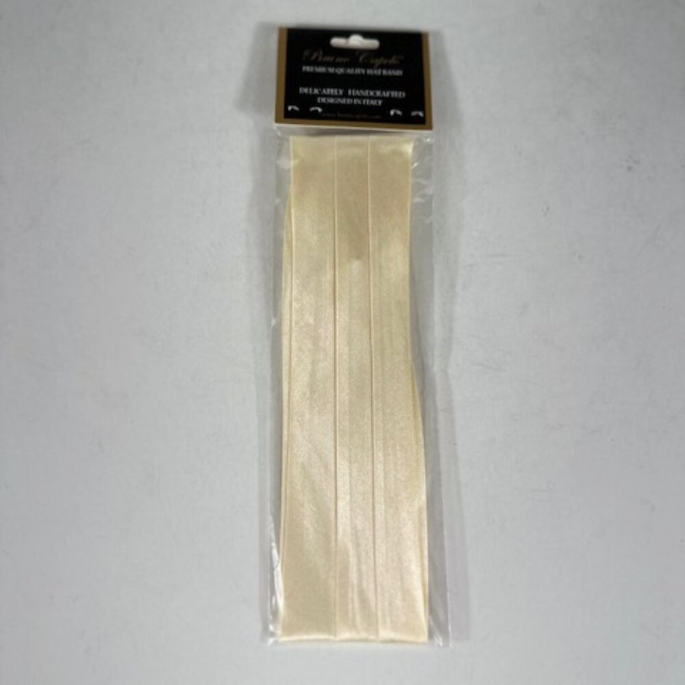 Bruno Capelo Men's Ivory 3 Pleat Hat Band Premium 2 End Hooks 100% Satin